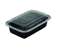 Picture of Pactiv Corporation PAC NC868B 28 Oz.Versatainer Rectangular Plastic Containers with Lid in Black - Case of 150