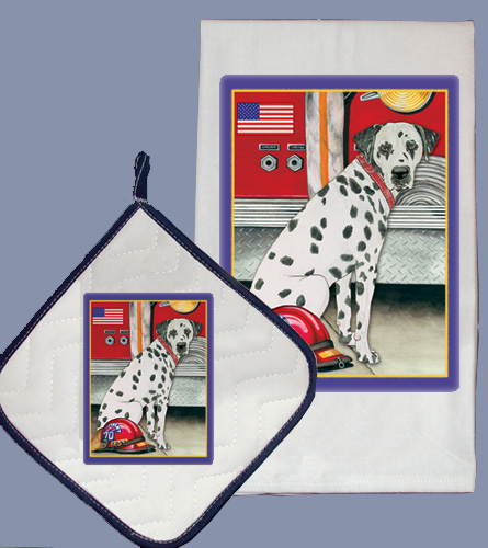 Picture of Pipsqueak Productions DP883 Dish Towel and Pot Holder Set - Dalmatian