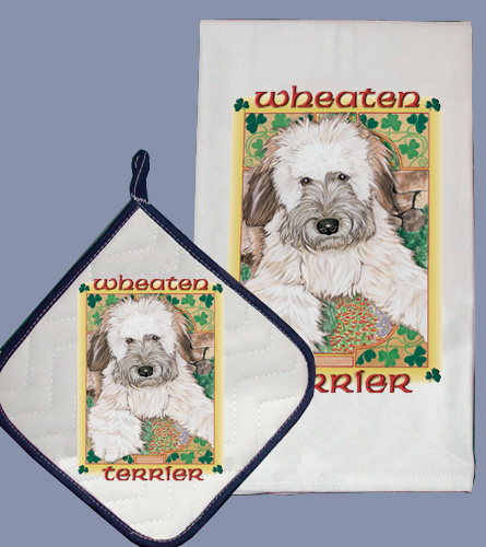 Picture of Pipsqueak Productions DP886 Dish Towel and Pot Holder Set - Wheaten Terrier