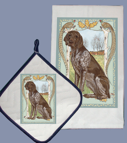 Picture of Pipsqueak Productions DP951 Dish Towel and Pot Holder Set - German Pointer