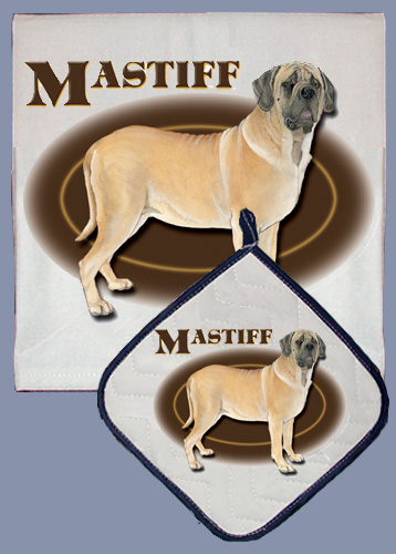 Picture of Pipsqueak Productions DP953 Dish Towel and Pot Holder Set - Mastiff