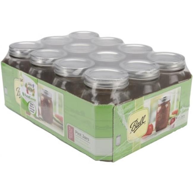 Loew-Cornell 61000 Ball Canning Jar Regular Mouth with Lid-Pint - Pack of 12