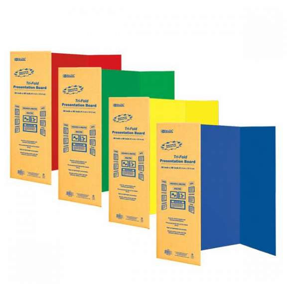 Picture of Bazic 5035  36&quot; X 48&quot; Assorted Color Tri-Fold Corrugated Presentation Board   Pack of 24    