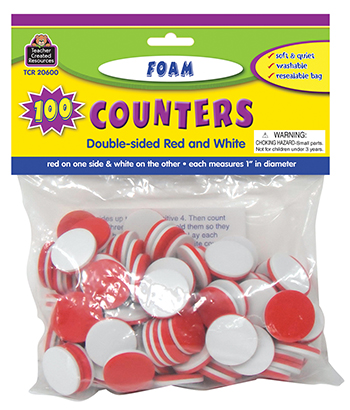 Picture of Teacher Created Resources TCR20600 Foam Counters Red and White