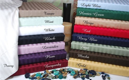 Picture of 300 Thread Count Split King Sheet Set Egyptian Cotton Stripe-Ivory
