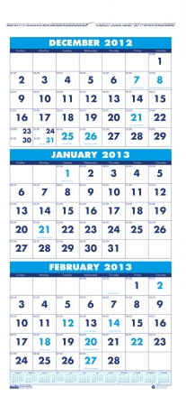 Three Month Wall Calendar