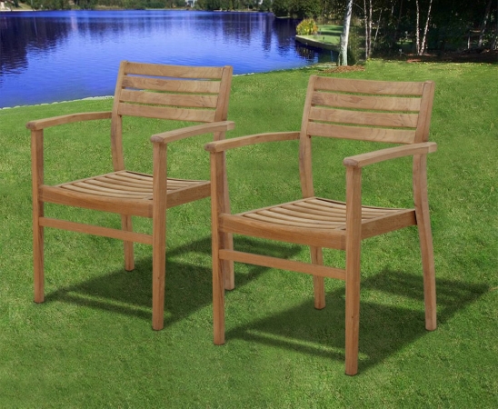 SC Ninia-Set Amazonia Teak Coventry Teak Stacking Chairs- Includes 2