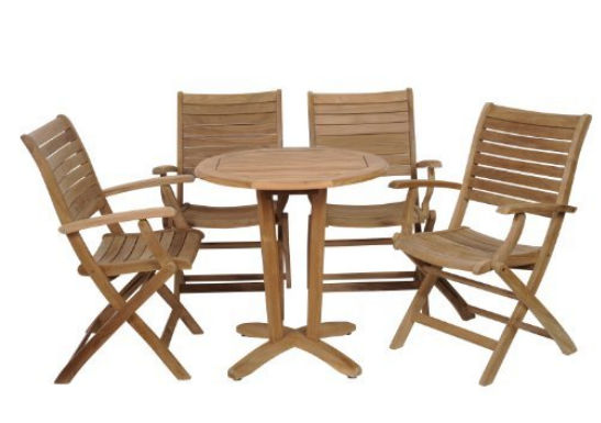 Victor + Palu Arm x4 Amazonia Teak Aruba 5 pc Teak Dining Set