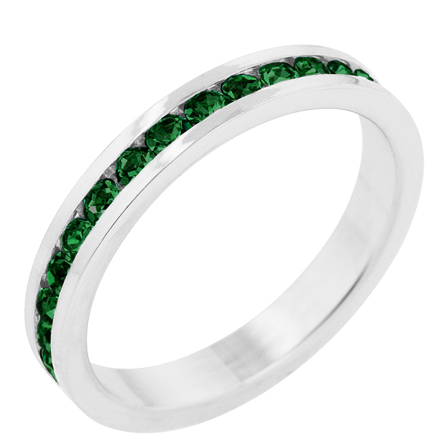 Picture of Kate Bissett R01147R-C40-06 Genuine Rhodium Plated Stacker Ring with Round Cut Clear CZ in a Channel Setting in Silvertone- Size 6