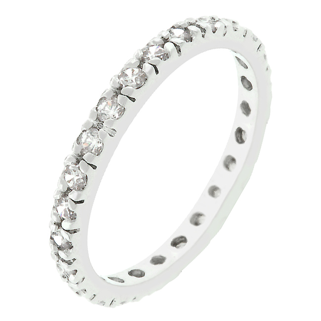 R07865R-C01-07 Genuine Rhodium Plated Eternity Ring with Channel Set Clear CZ in Silverstone- Size 7