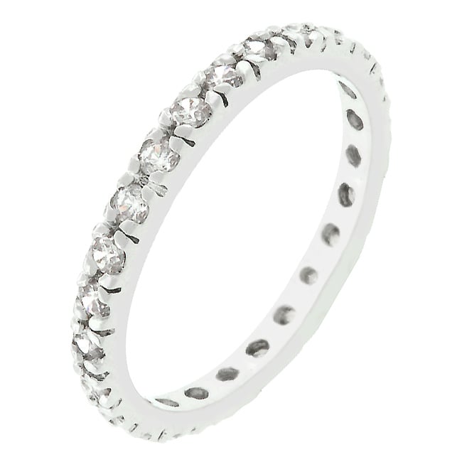 Picture of Kate Bissett R07865R-C01-10 Genuine Rhodium Plated Eternity Ring with Channel Set Clear CZ in Silverstone- Size 10