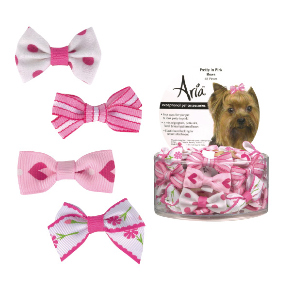 Picture of Aria DT0903 48 Aria Pretty in Pink Bow Canister 48 pcs
