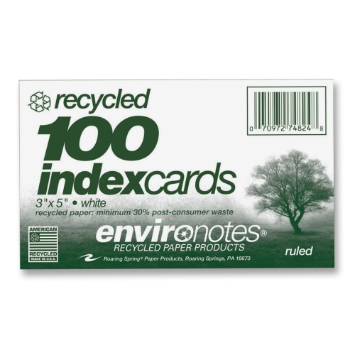 Picture of Roaring Spring Paper Products 74824 Recycled Index Cards