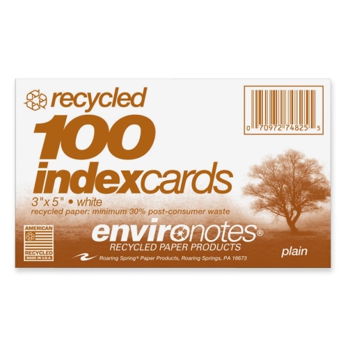 Picture of Roaring Spring Paper Products 74825 Recycled Index Cards - Case of 36