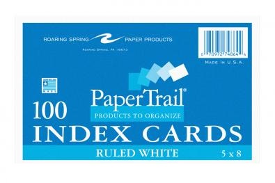 Picture of Roaring Spring Paper Products 74864 Index Cards - 100 Sheets Per Pack - Case of 24