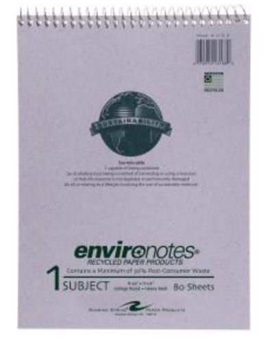 One Subject Recycled Paper Notebook - 24 Per Case -  Roaring Spring Paper Products, RO441419