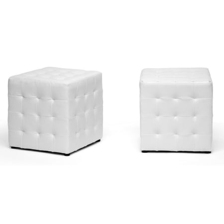BH-5589-WHITE-OTTO Siskal White Modern Cube Ottoman Pack of 2
