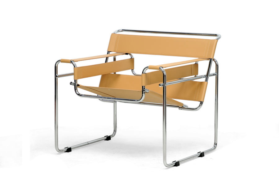 ALC-3001 Tan Jericho Tan Leather Mid-Century Modern Accent Chair