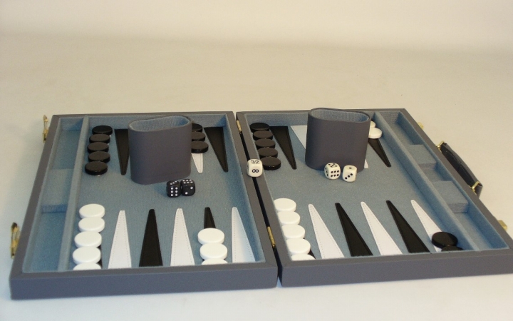 Picture of WorldWise Imports 2615GY 15 in. Grey Vinyl Backgammon