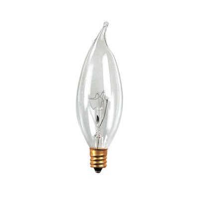 Picture of Bulbrite 493125 25 Watt 120 Volt CA8 Candelabra Base Flame Decorative Light Bulb - Clear