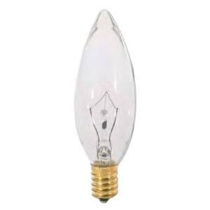 Picture of Bulbrite Pack of (30) 25 Watt Dimmable Clear B10 Incandescent Light Bulbs with European (E14) Base  2700K Warm White Light