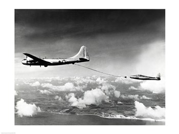 Picture of PVT-Superstock SAL25544047 Side profile of a military tanker airplane refueling in flight  B-29 Superfortress  F-84 Thunderjet -24 x 18 Poster Print