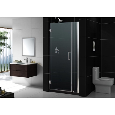 UNIDOOR Frameless Shower Door - Clear Glass - 36-37 Inch - Adjustable Design