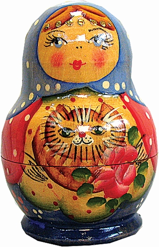 140074 Russia Nested Dolls Kitty 5 Nest Doll 3 in.
