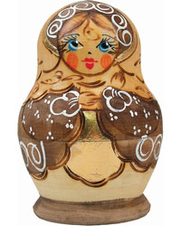 Russia Nested Dolls Gold Floral Bw 5 Nest Doll 3 in.