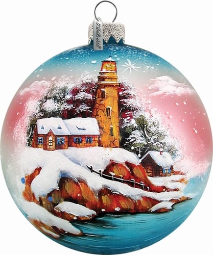 General Holiday Harbor Light Ball 3.5 in. - Glass Ornament