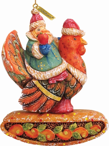 General Holiday Santa On Turkey Ornament 4 in.