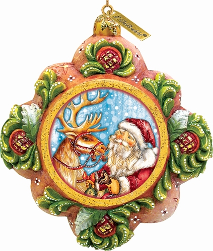General Holiday Santa with Reindeer Ornament 4.5 in.