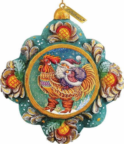 6102545 General Holiday Rooster Santa Ornament 4.5 in.