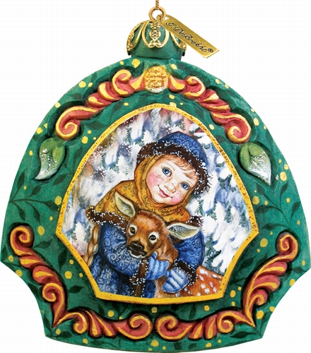 General Holiday Girl with Deer Ornament 4.5 in.