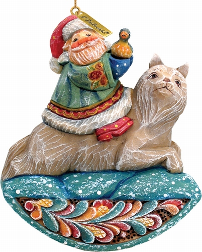 General Holiday Santa On Wolf Ornament 4.5 in.