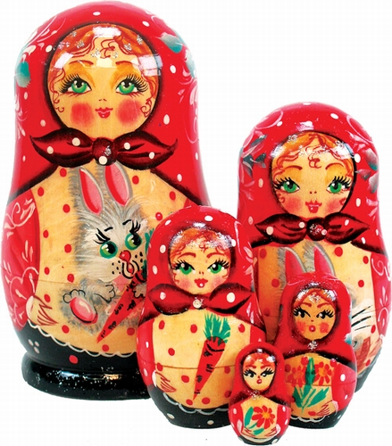 Russia Nested Dolls Bunny 5 Nest Doll 5 in.