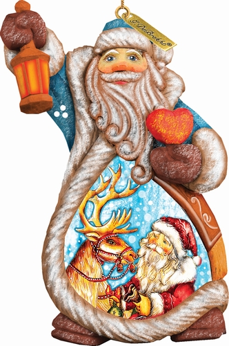 General Holiday Santa with Reindeer Ornament 5 in.