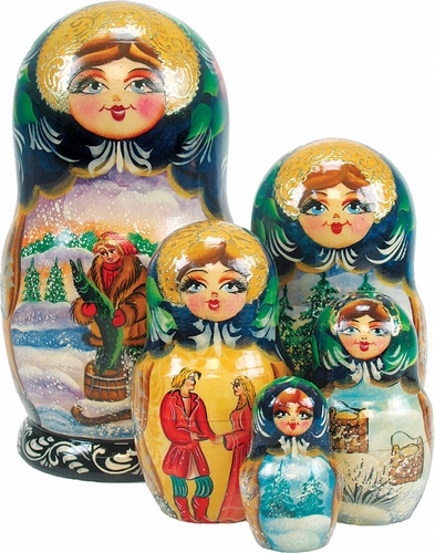 1300912 Russia Nested Dolls Magic Pike 5 Nest Doll 6.5 in.