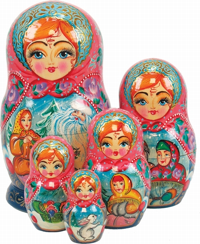 Russia Nested Dolls Morozko 5 Nest Doll 6.5 in.