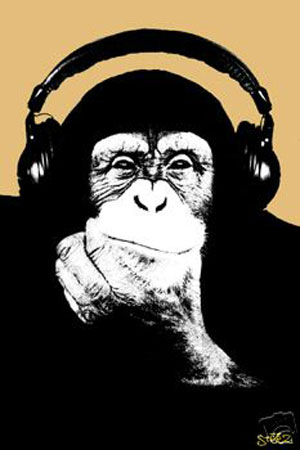 791-24x36-PA Headphone Monkey Poster