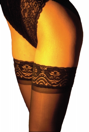Picture of GABRIALLA Sheer Thigh Highs - Compression (20-22 mmHg): H-40  2X-Large  Black
