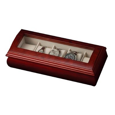Picture of Mele & Co 00230S11M Emery Glass Top Wooden Watch Box in Cherry Finish