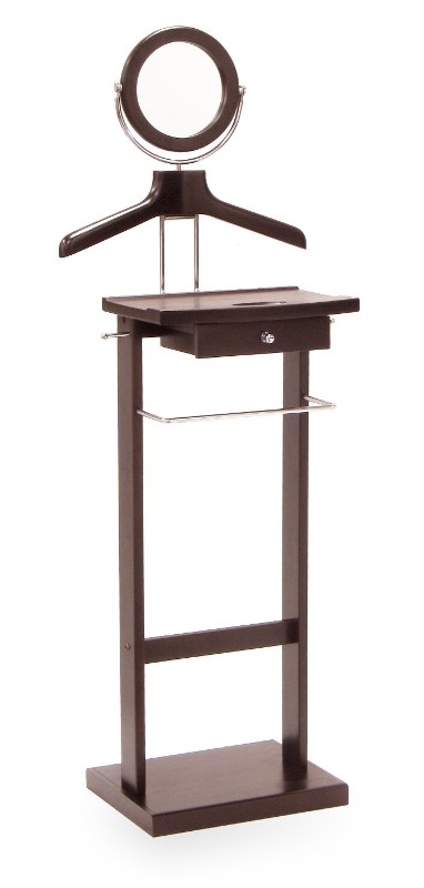 Picture of Winsome 92155 Espresso Beechwood VALET STAND WITH MIRROR COAT & PANT RACKS SOLID BASE