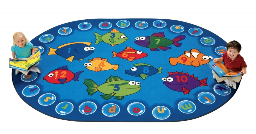 6807 Fishing for Literacy 8 ft. x 12 ft. Oval Carpet -  Carpets For Kids