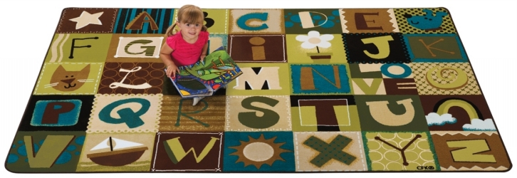 Picture of Carpets For Kids 11724 Toddler Alphabet Blocks - Nature 4 ft. x 6 ft. Rectangle Carpet
