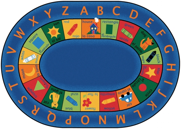 Picture of Carpets For Kids 9506 Bilingual Circletime 6.75 ft. x 9.42 ft. Oval Rug