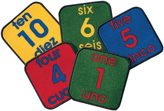 Picture of Carpets For Kids 1620 Bilingual Number Squares - Set of 10