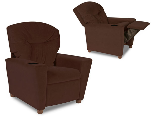 Picture of Dozydotes 13100 Child Recliner with Cup Holder - Chocolate Micro Suede