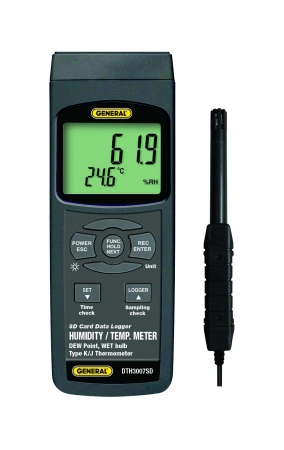 Picture of General Tools & Instruments DTH3007SD Humidity-Temperature Meter With Excel-Formatted Data Logging Sd Card