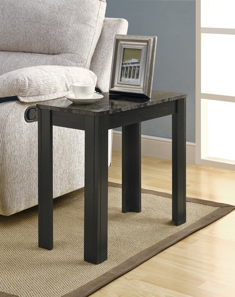 Picture of Monarch Specialties I 3112 Black - Grey Marble Accent Side Table